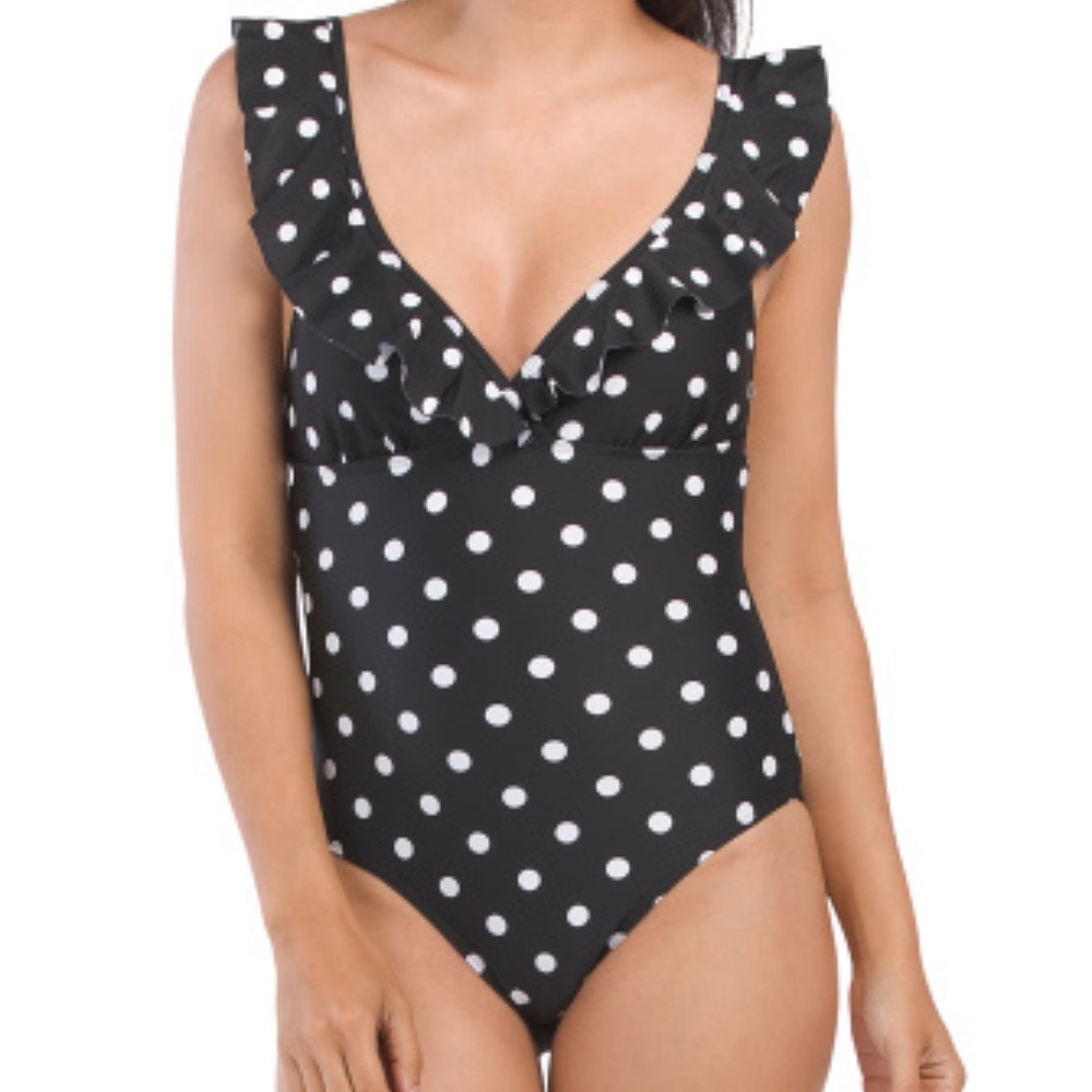 TAHARI NWT Black & White Polka Dot Swimsuit